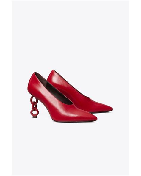 Tory Burch Chain Pump in Red | Lyst