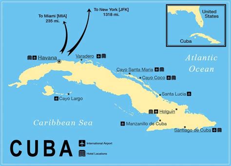 Map of Cuba airports: airports location and international airports of Cuba