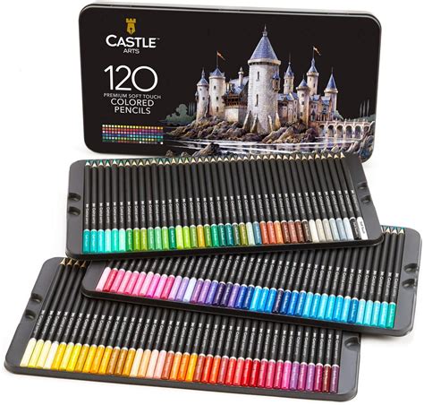 超大特価 Castle Art Supplies 120 Colored Pencil Set for artists, featuring 'soft ser 超大特価