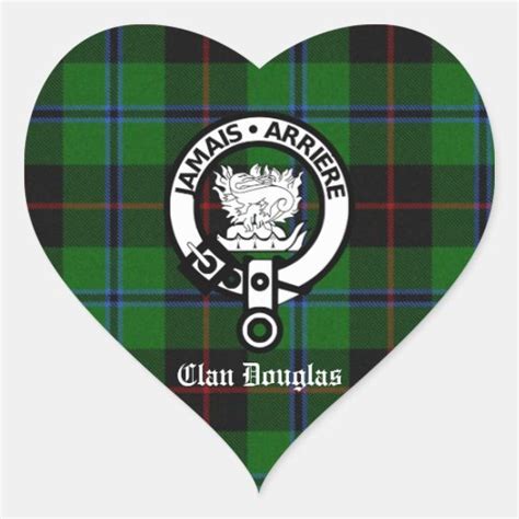 Clan Douglas Tartan Crest Heart Sticker | Zazzle