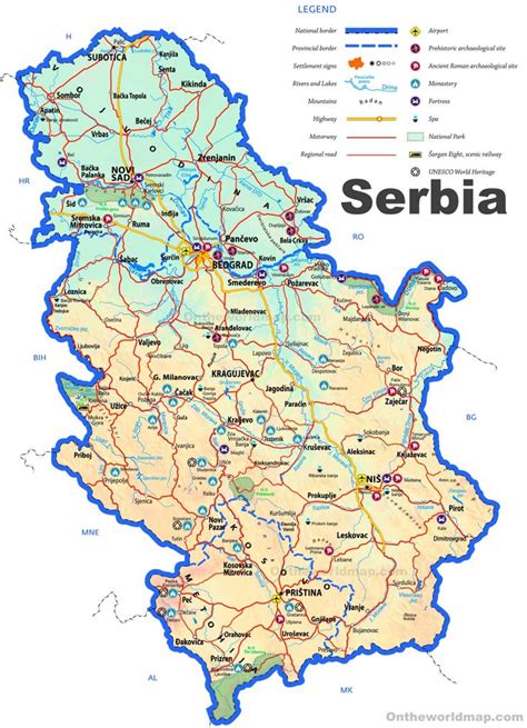 Serbia Tourist Map