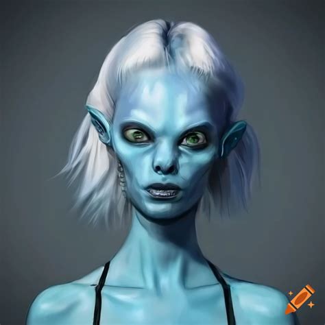 Image of a blue-skinned alien woman at an airport on Craiyon
