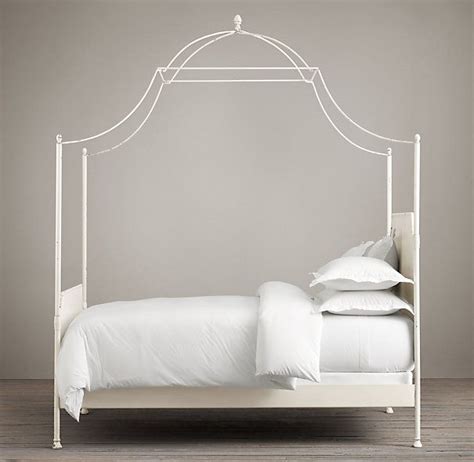 19th C. Campaign Iron Canopy Bed Distressed White | Iron canopy bed, Queen canopy bed, Canopy bed