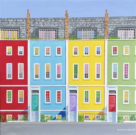 Ali Mourabet "Houses in Bristol" Colourful painting -No Naked Walls