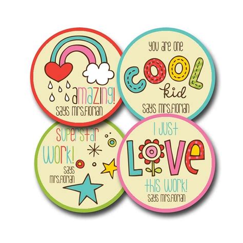 Cute and Colourful Personalised merit stickers for Teachers Bag of 40 Personalized Stickers ...