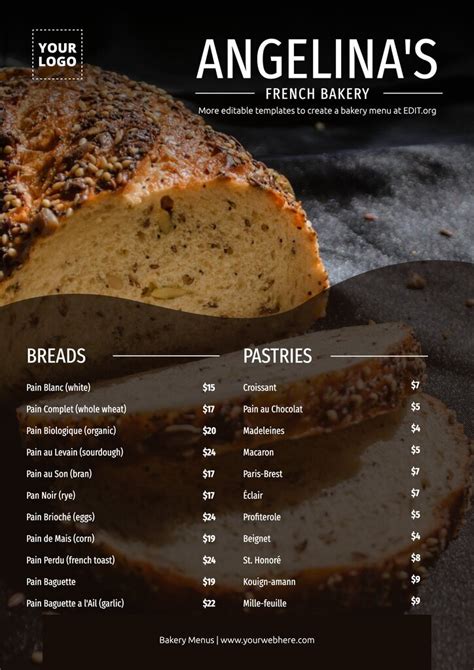 Free Bakery Menu Templates Online