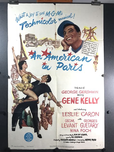 AMERICAN IN PARIS, Original Vintage Gene Kelly One Sheet Movie Poster – Original Vintage Movie ...