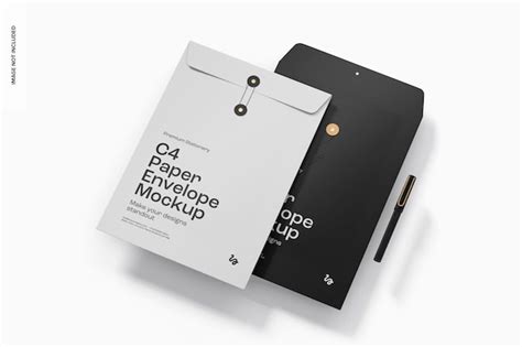 Premium PSD | C4 Paper Envelopes Mockup, Left View