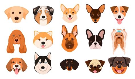 Premium Vector | A set of dog heads on a white background. Cartoon design.