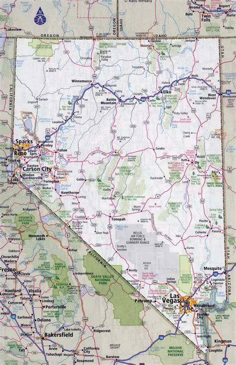 Large detailed roads and highways map of Nevada state with cities | Vidiani.com | Maps of all ...