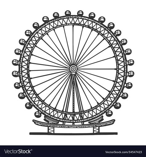 London eye ferris wheel sketch Royalty Free Vector Image