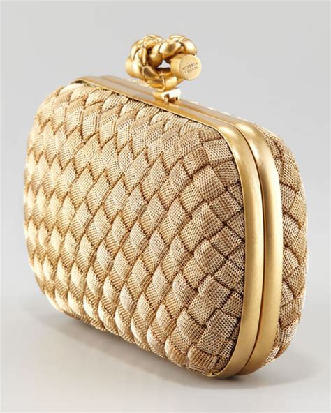 Bottega Veneta Matte Gold Knot Clutch Bag