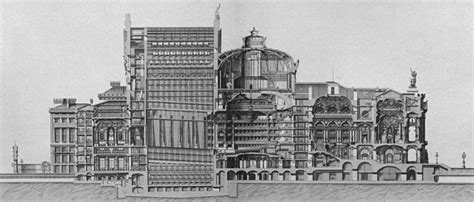 Charles Garnier, Palais Garnier, 1861-1875. Longitudinal section of the ...