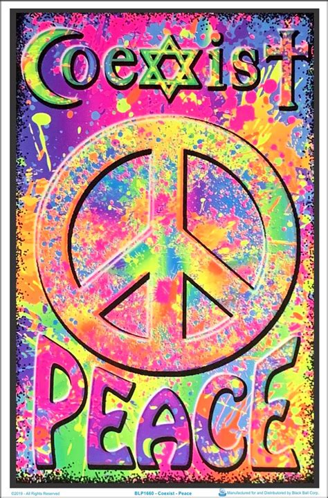 Peace, Love & Happiness Flocked Blacklight Posters