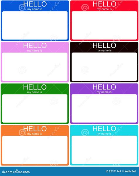 Set of 8 Colorful Name Tags Stock Illustration - Illustration of ...