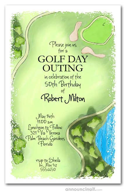 Aerial View Course Fairway Golf Outing Invitations