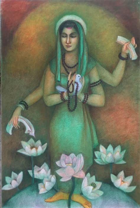 Bharat Mata, Tempera on canvas by Contemporary Artist “In Stock ...