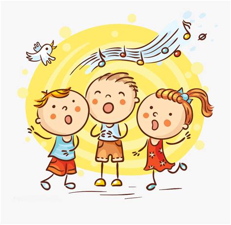 Singing Cartoon Song Illustration - Children Singing Cartoon , Free Transparent Clipart - ClipartKey