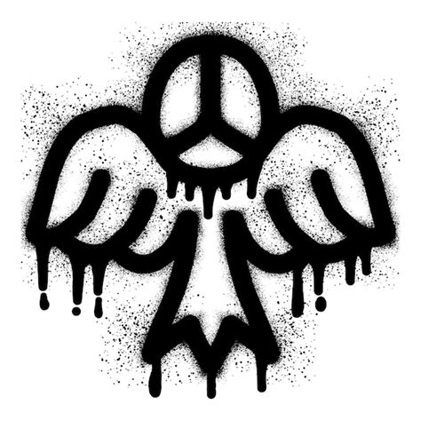 Premium Vector | Bird wing graffiti symbol of peace with black spray paint