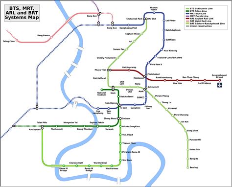 Bangkok BTS, MRT, ARL and BRT map - Ontheworldmap.com