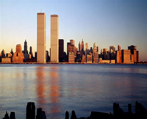 New York Skyline Sunset With Twin Towers