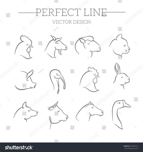 Animals Vector Line Icons Set Stock Vector (Royalty Free) 553960132 ...