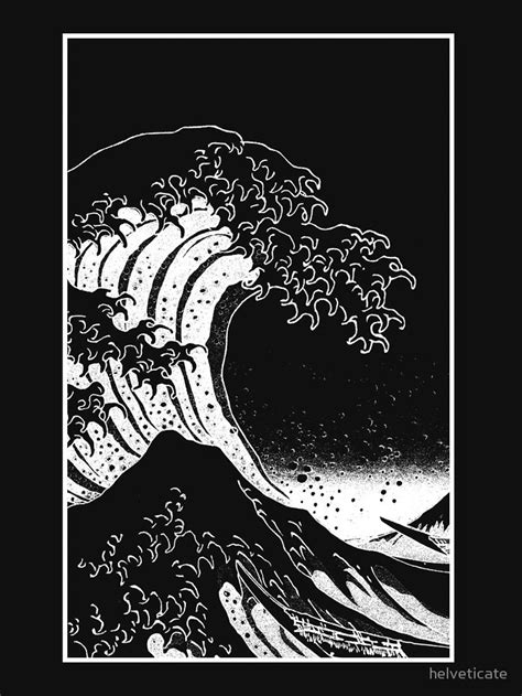 Black & White Hokusai Great Wave Essential T-Shirt by helveticate | Dark wallpaper, Japanese ...