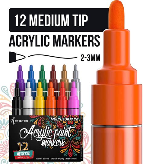 12 Acrylic Paint Markers medium Tip for Rock Painting - Etsy