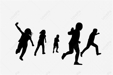 Running And Playing Children Vector Illustration Silhouette, Running, Children, Running Children ...