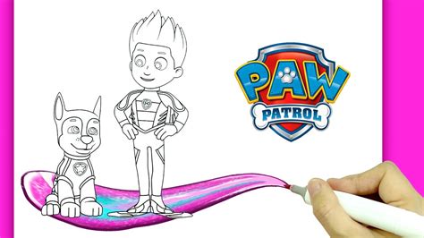 [ PAW Patrol ] CHASE RYDER Aqua Pups Coloring Pages / Colouring book ...