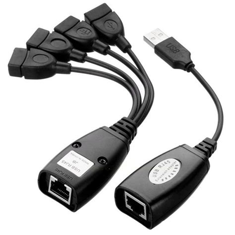 50m USB Extender over Cat5e-6 4 Way USB HUB - GeeWiz