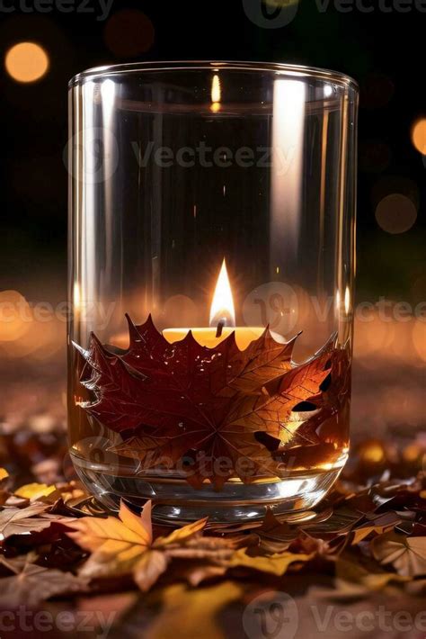 Photo of the candle and fall leaves wallpaper 29998509 Stock Photo at ...