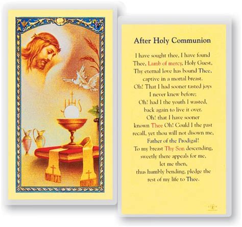 Prayer After Holy Communion Laminated Prayer Cards 25 Pack