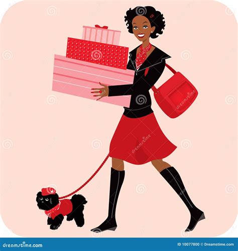 Shopping girl stock vector. Illustration of pretty, poodle - 10077800