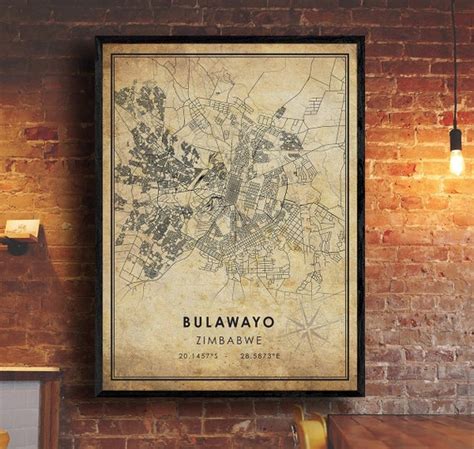 Bulawayo Vintage Map Print Bulawayo Map Zimbabwe Map Art - Etsy