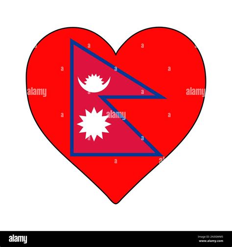 Nepal Heart Shape Flag. Love Nepal. Visit Nepal. South Asia. Asia. Vector Illustration Graphic ...