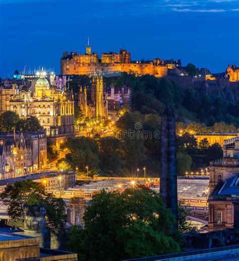 Edinburgh sunset stock image. Image of beautiful, clock - 178909663