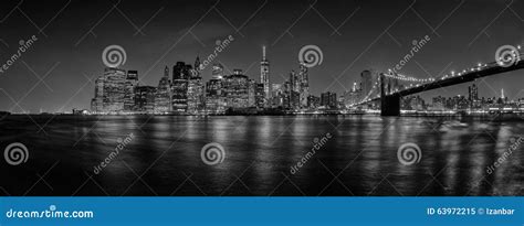 New York Manhattan Bridge Night View Stock Image - Image of river, metropolitan: 63972215