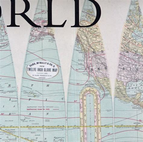 World Globe Map - reproduction 1887 globe layout map