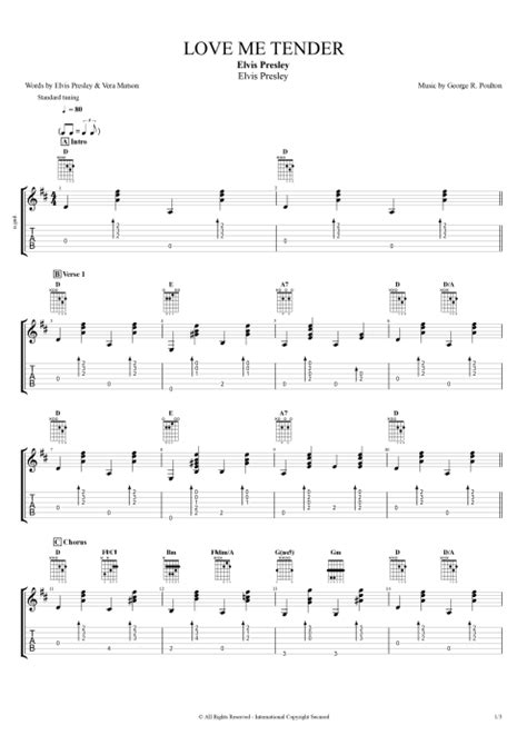 Love Me Tender Tab by Elvis Presley (Guitar Pro) - Full Score | mySongBook