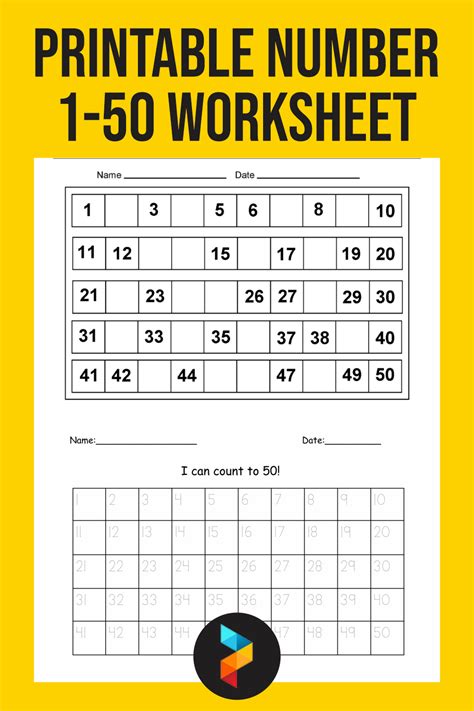 Printable Numbers 1 To 50 Worksheets