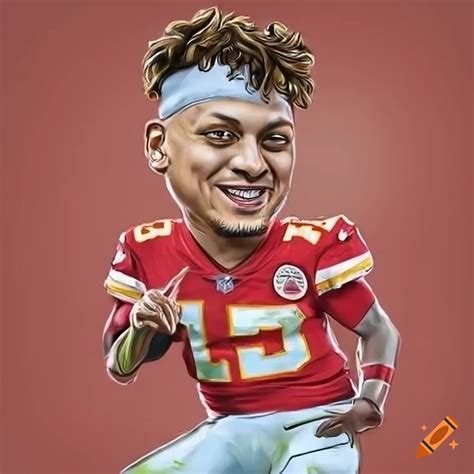 Detailed full body caricature illustration drawing of patrick mahomes ...