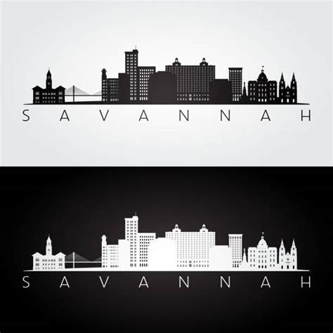 Savannah Georgia Skyline stock vectors - iStock