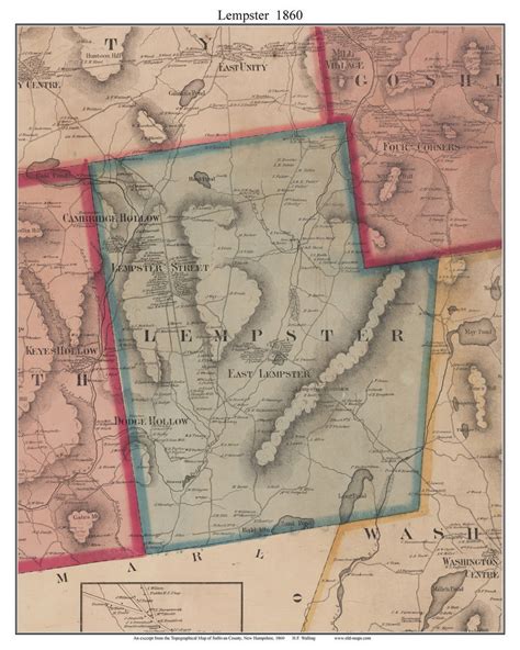 Lempster, New Hampshire 1860 Old Town Map Custom Print - Sullivan Co ...