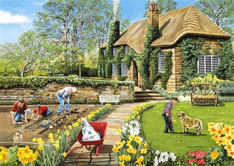 Gibsons - Spring Garden | Cottage art, Jigsaw puzzles art, Flower painting
