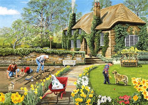 Gibsons - Spring Garden | Cottage art, Jigsaw puzzles art, Flower painting