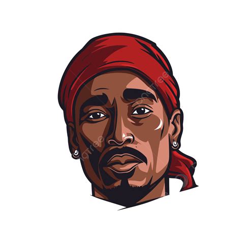 Tupac Clipart The Face Of An Afro Rapper With A Bandana Cartoon Vector, Tupac, Clipart, Cartoon ...