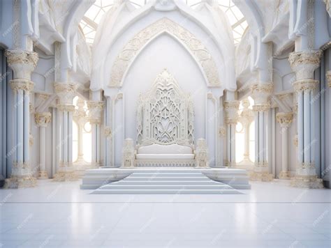 Premium AI Image | Decorated empty throne room The white throne