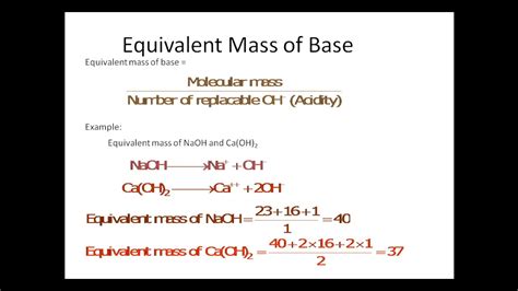 how to calculate Equivalent Mass #equivalentweight - YouTube