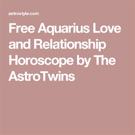 Aquarius Love Horoscope and Compatibility - Astrostyle by The AstroTwins | Aquarius love ...